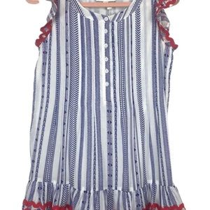 Sail to Sable Navy and White dress with Red Ric Rac